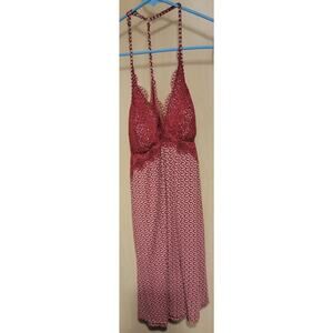 Victorias Secret One Piece Racerback Chemise Slip Nightie Large Red Multicolor
